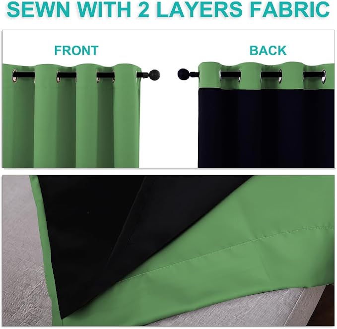 NICETOWN Blackout Curtains 80 inches Long, 2 Pieces, Forest Green, Full Light - Image 5