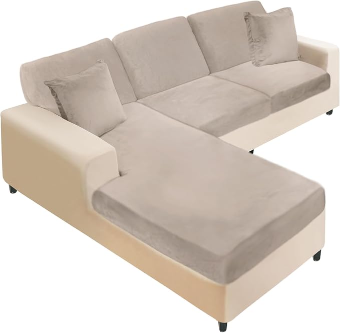 NAISI Sectional Couch Covers 6 Pieces Velvet Couch Cushion Covers L Shape Soft by NAISI