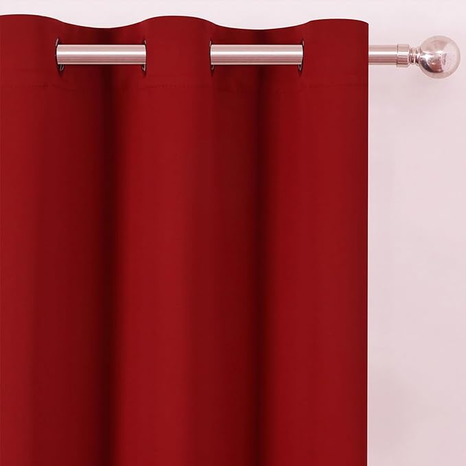 LEMOMO Blackout Curtains 52 x 90 Inch Long Red Curtains Set of 2 Panels Room - Image 6