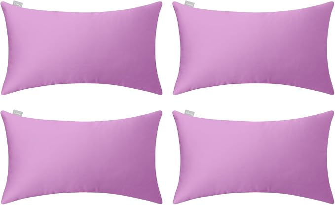 Thmyo 4-Pack 100% Cotton Lumbar Comfortable Solid Decorative Throw Pillow Case by Thmyo