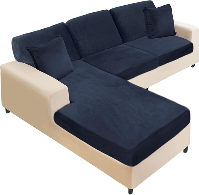 NAISI Sectional Couch Covers 6 Pieces Velvet Couch Cushion Covers L Shape Soft by NAISI