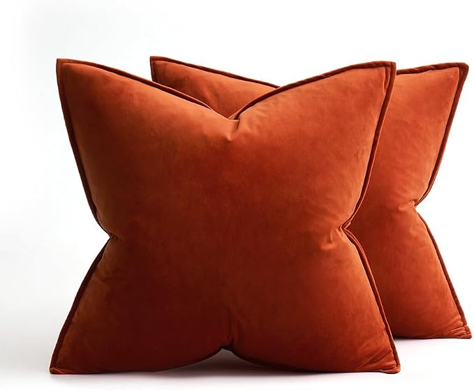 MIULEE Burnt Orange Velvet Throw Pillow Covers 18x18 Soft Decorative Solid - Image 6