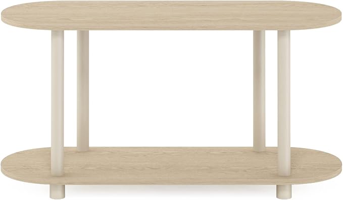 Furinno Turn-N-Tube No Tools Modern Oval Side Table, Bauhaus Oak/Beige - Image 7
