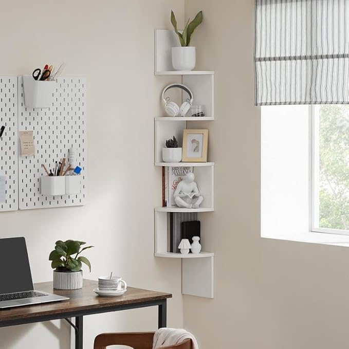 VASAGLE Corner Shelf Wall Mount, 5-Tier Floating Corner Bookshelf, Plant Shelf - Image 4