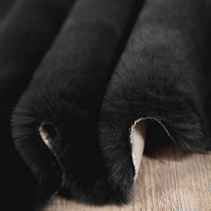ORINOVA Black Fluffy Rug for Bedroom Shag Rug Washable Carpet Faux Rabbit Fur - Image 4