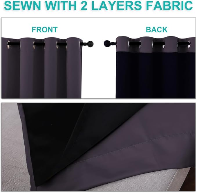 NICETOWN Blackout Curtains 80 inches Long, 2 Pieces, Full Light Blocking Drapes - Image 5