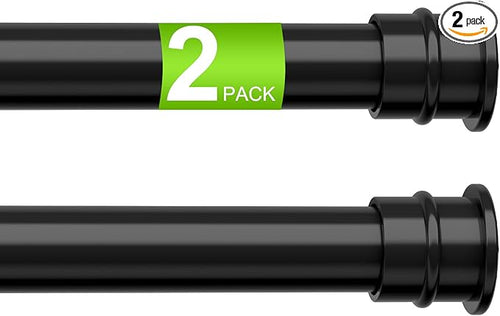 2 Pack No Drill Tension Curtain Rods 28 to 41 Inch Black Small Curtain Rod by HAOYUNTE