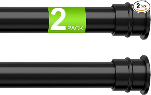 2 Pack Spring Tension Rods 28-48 Inches No Drill Tension Curtain Rods Black by HAOYUNTE