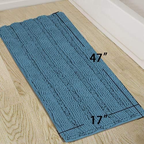 Turquoize Bathroom Rug Non Slip Chenille Bath Mat - Image 5
