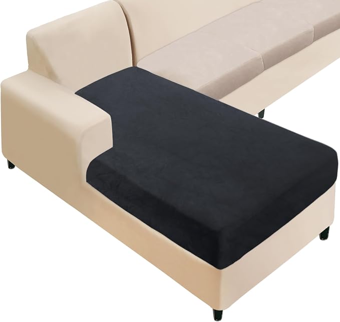 NAISI Sectional Couch Cover 1 Piece Velvet Separate Chaise Lounge Cover Soft by NAISI