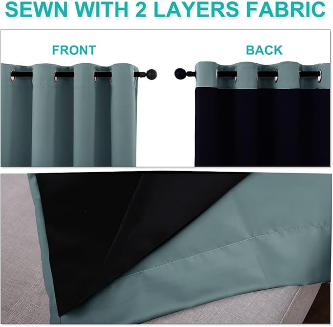 NICETOWN 100% Blackout Curtains 84 inches Long, Pair of Energy Smart & Noise - Image 5