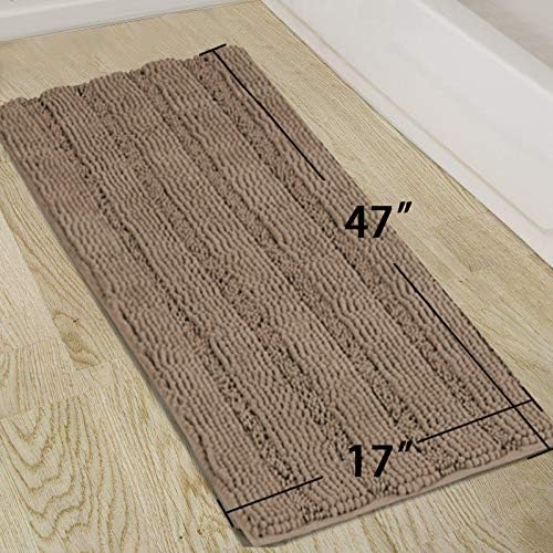 Turquoize Chenille Extra Long Shaggy Absorbent Non-Slip Bath Mat/Runner: 47" X - Image 5