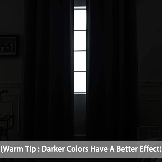 Yakamok Room Darkening Gray Blackout Curtains 84 Inch Long Light Blocking - Image 4