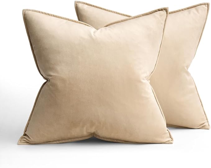 MIULEE Beige Decorative Velvet Throw Pillow Covers Soft Pillow Covers Soild - Image 6