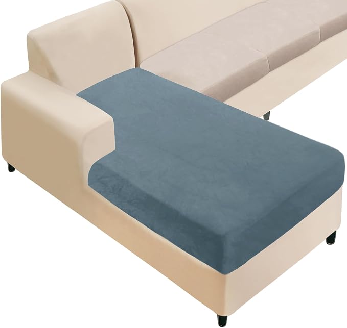 NAISI Sectional Couch Cover 1 Piece Velvet Separate Chaise Lounge Cover Soft by NAISI