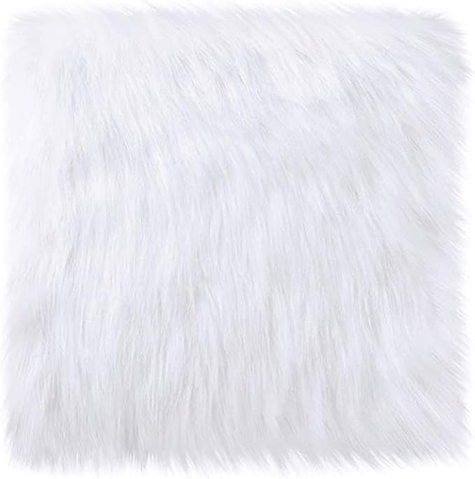 White Faux Fur Plush Cushion Fluffy Small Area Rug, Luxury Background by Unknown