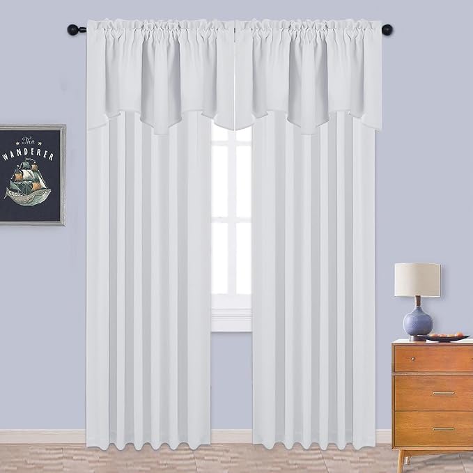 NICETOWN Bathroom Valances for Small Windows, Rod Pocket Elegant 52 inches by - Image 5