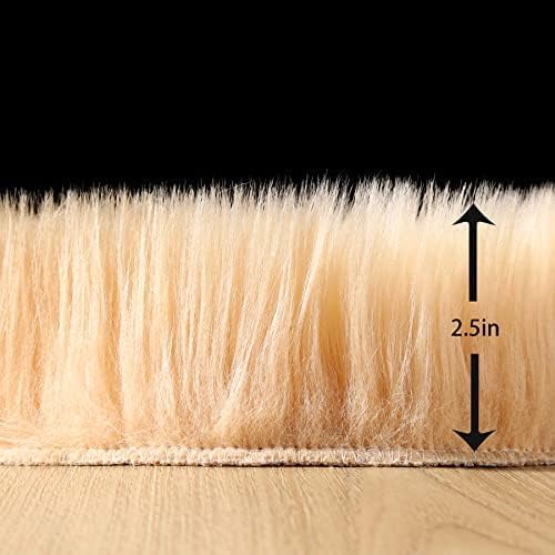 Faux Fur Rug Runner 2x6 ft Brown - Image 2