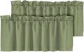 H.VERSAILTEX Blackout Kitchen Sage Green Curtain Valances, Short Window Valance by HVERSAILTEX