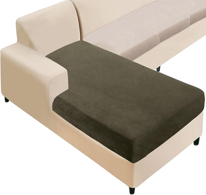NAISI Sectional Couch Cover 1 Piece Velvet Separate Chaise Lounge Cover Soft by NAISI