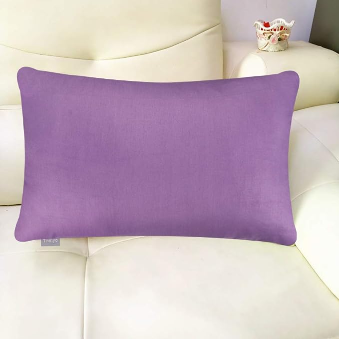 Thmyo 4-Pack 100% Cotton Lumbar Comfortable Solid Decorative Throw Pillow Case - Image 3