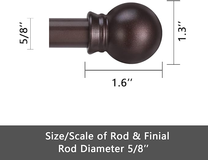 GXOACKJ Curtain Rods for windows 32-62 inch, 5/8 inch Decorative Brown Splicing - Image 5