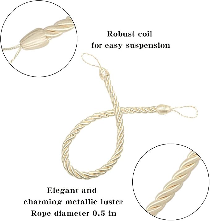 BEL AVENIR Curtain Rope Tiebacks, Drapery Rope Holdbacks - Image 2