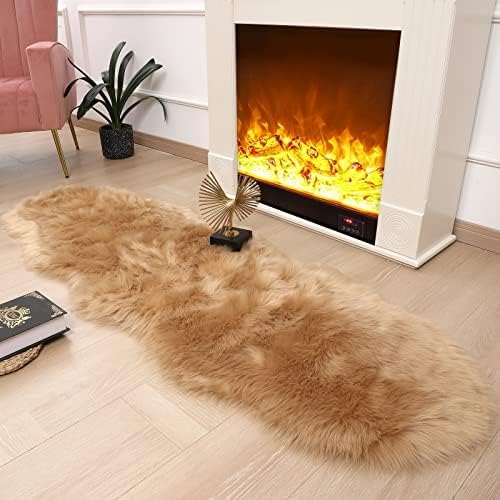 Faux Fur Rug Runner 2x6 ft Brown - Image 6
