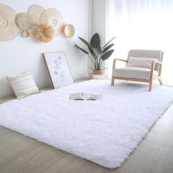 White Shag Area Rug 9x12 -Soft Large Rugs - Image 2
