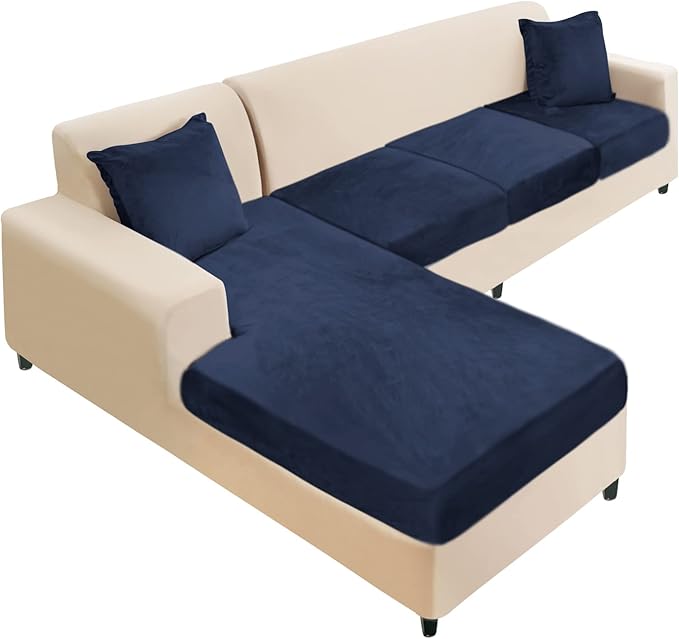 NAISI Sectional Couch Cover 4 Pieces Velvet Separate Couch Cushion Covers L by NAISI