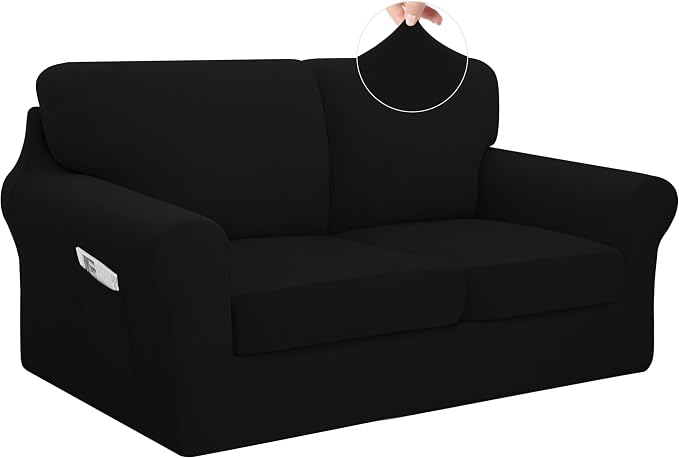 Easy-Going 5 Pieces Stretch Loveseat Cover Washable Loveseat Slipcover Set by Easy-Going