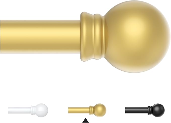 Thestoa Gold Curtain Rods for Windows 30-46 Inch, 5/8" Stainless Steel Small by Thestoa