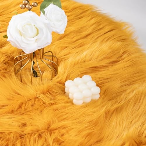 Faux Fur Rug Runner 2x6 ft Yellow - Image 8