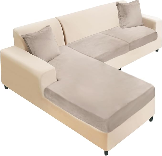 NAISI Sectional Couch Cover 3 Pieces Velvet Separate Couch Cushion Covers L by NAISI