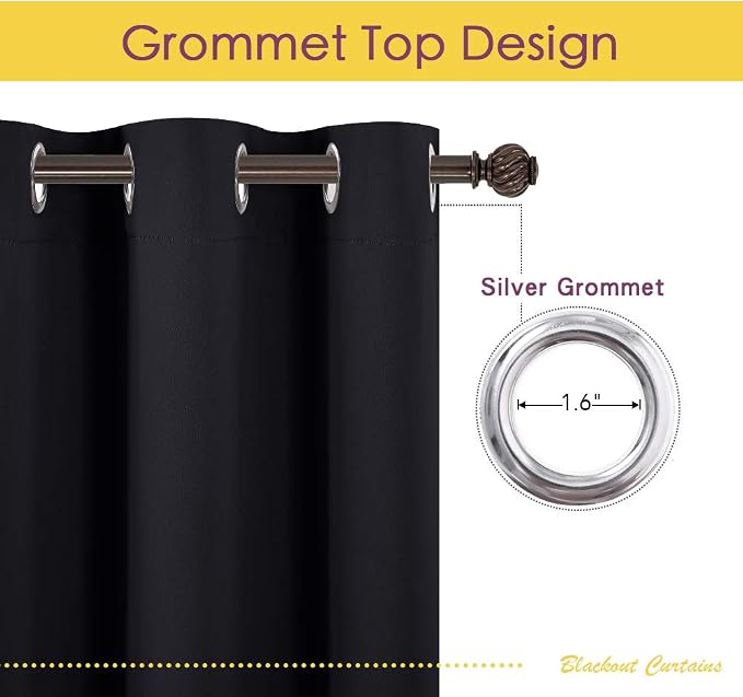 NICETOWN Blackout Curtains 45 Inches Long Kitchen Drapes - Image 3