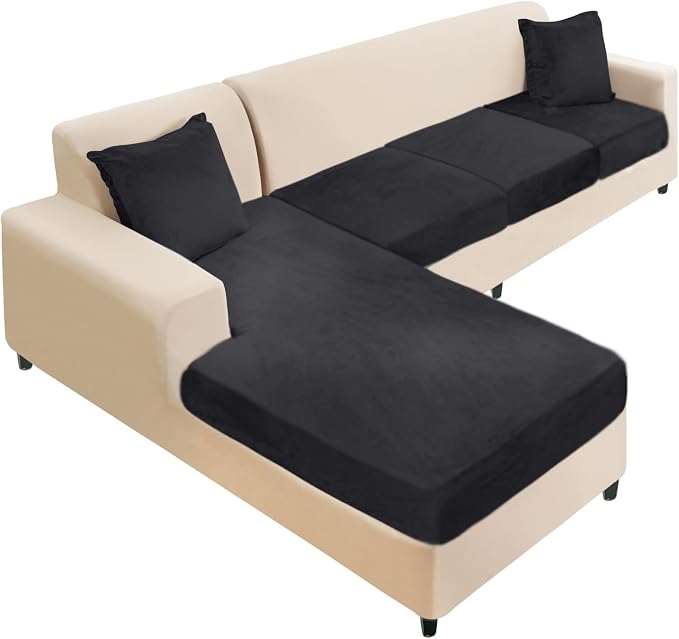 NAISI Sectional Couch Cover 4 Pieces Velvet Separate Couch Cushion Covers L by NAISI