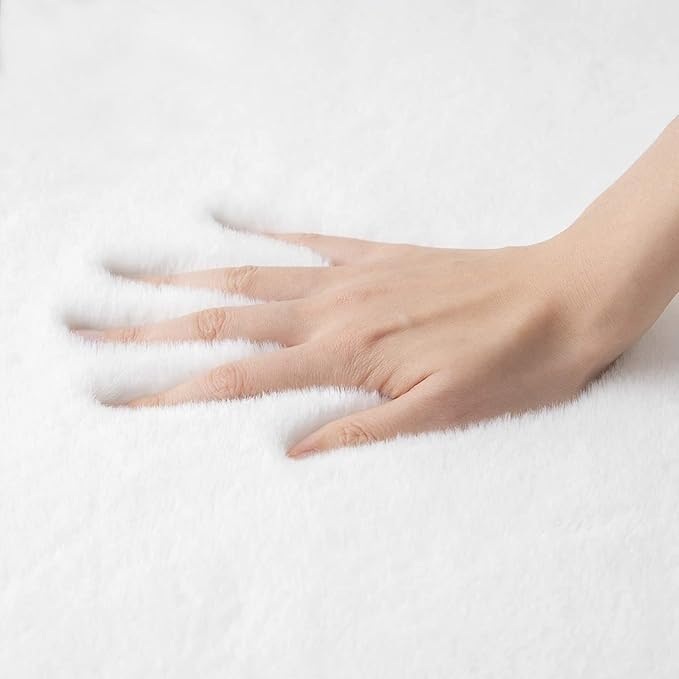 ORINOVA White Faux Rabbit Shaggy Fur Rug 4x6 Area Rugs - Image 7