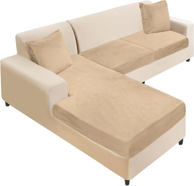 NAISI Sectional Couch Cover 3 Pieces Velvet Separate Couch Cushion Covers L by NAISI