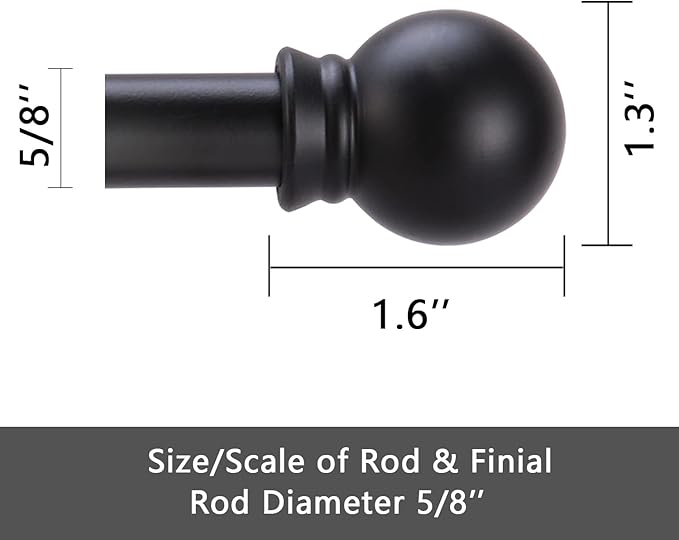 GXOACKJ Curtain Rods for windows 28-78 inch, 5/8 inch Decorative Matte Black - Image 5