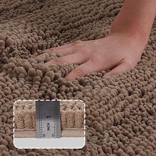 Turquoize Luxurious Shaggy Chenille Kitchen/Bath Mat Non-Slip Mat Taupe Brown - Image 3