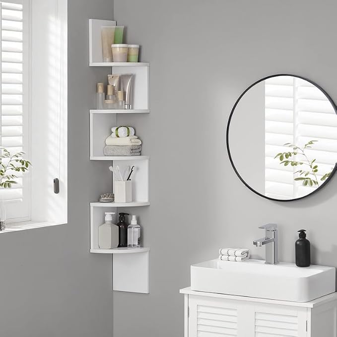 VASAGLE Corner Shelf Wall Mount, 5-Tier Floating Corner Bookshelf, Plant Shelf - Image 5