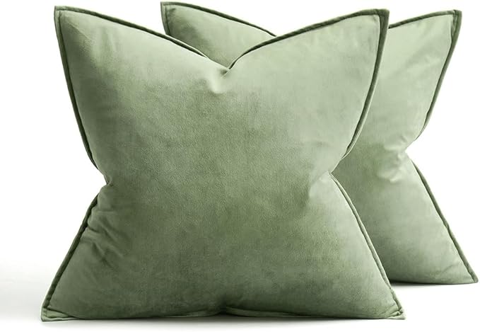 MIULEE Sage Green Velvet Throw Pillow Covers 18x18 Soft Decorative Solid Square - Image 6