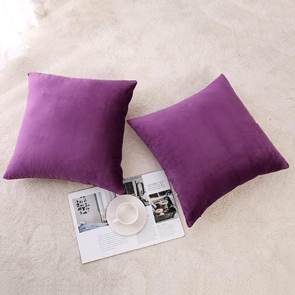 NiNi ALL Decorative Throw Pillow Covers Velvet 26x26 Inch Pack of 2 Purple - Image 2