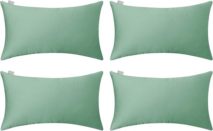 Thmyo 4-Pack 100% Cotton Lumbar Comfortable Solid Decorative Throw Pillow Case by Thmyo