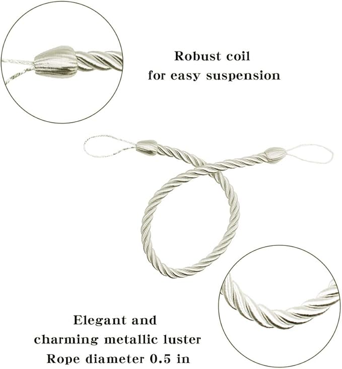 BEL AVENIR Curtain Rope Tiebacks, Drapery Rope Holdbacks - Image 3