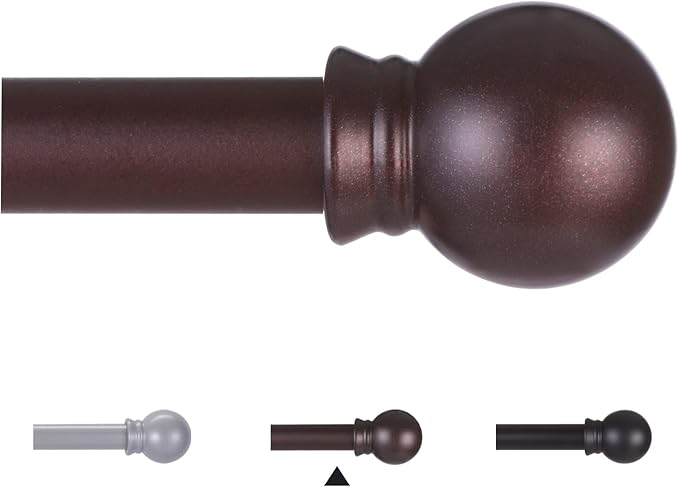 Thestoa Brown Curtain Rods for Windows 48 to 84-92 Inch, Stainless Steel Long by Thestoa
