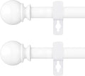 White Curtain Rods for Windows 48 to 84 or 88 Inches Max-2 Pack 5/8'' Metal by Poskena