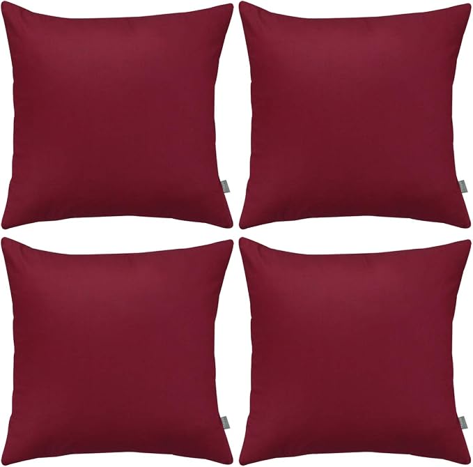 4-Pack 100% Cotton Comfortable Solid Decorative Throw Pillow Case, Thmyo Square by Thmyo