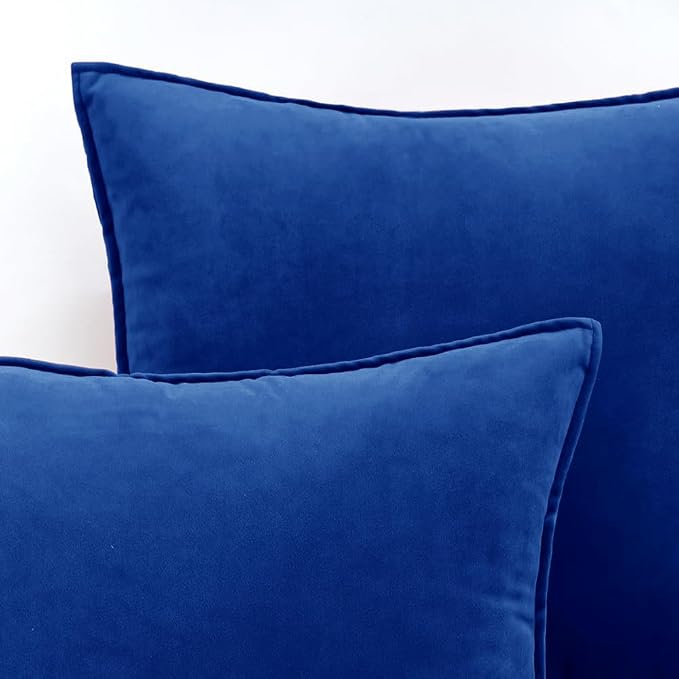 MIULEE Royal Blue Velvet Throw Pillow Covers 20x20 Soft Decorative Solid Square - Image 2