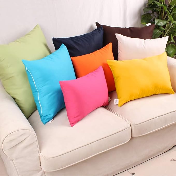 4-Pack 100% Cotton Lumbar Comfortable Solid Decorative Throw Pillow Case - Image 2